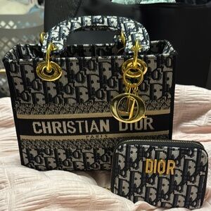 Dior Black and Gold Satchel Set